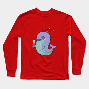 Whale eating ice cream Long Sleeve T-Shirt